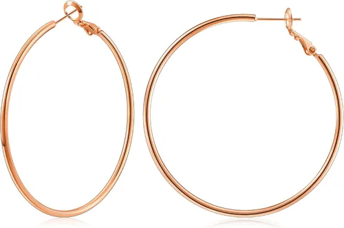 Vista 10 de Gacimy Aretes de aro de oro para mujer, aros finos chapados en oro de 14 Negro