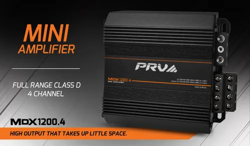 Vista 8 de PRV Audio MDX1200.4 Amplificador de audio para automóvil de 2 ohmios mini de 4 canales 4 x 300 vatios RMS a 2 ohmios - 1200 vatios 12 voltios