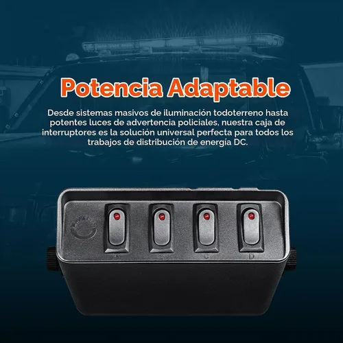 Vista 2 de True Mods - Caja de interruptor basculante de 4 bandas de 12 V [20 amperios máximo] [cables de 12 AWG] [12 voltios CC] SPST On/Off Rocker Toggle