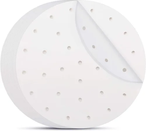 Vista 15 de Beasea Papel pergamino para freidora de aire, 11 pulgadas, 200 piezas redondas sin blanquear sin perforar pergamino de bambú