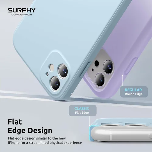 Vista 3 de SURPHY Diseño para Funda iPhone 11 con Protección de Cámara, Diseño Delgado de Borde Recto, Funda de Teléfono de Silicona Líquida para iPhone 11