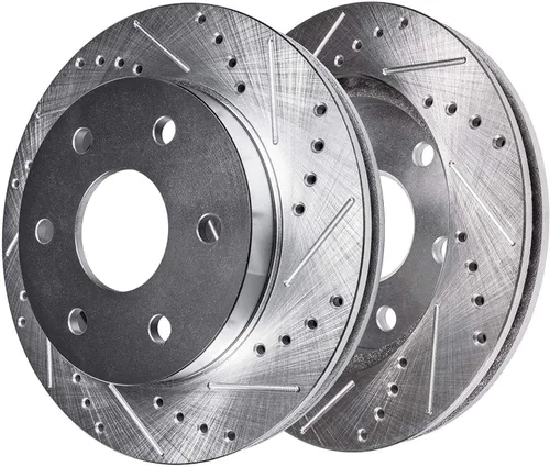 Vista 81 de Detroit Axle - Rotores de freno delanteros perforados y ranurados + repuesto de pinza de freno lateral del conductor para Honda Odyssey Acura MDX