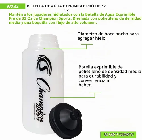 Vista 4 de Champion Sports WX32 Pro Botella de agua deportiva de compresión