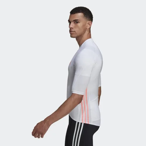 Vista 3 de adidas Maillot de ciclismo de manga corta para hombre, Blancorojo ácido