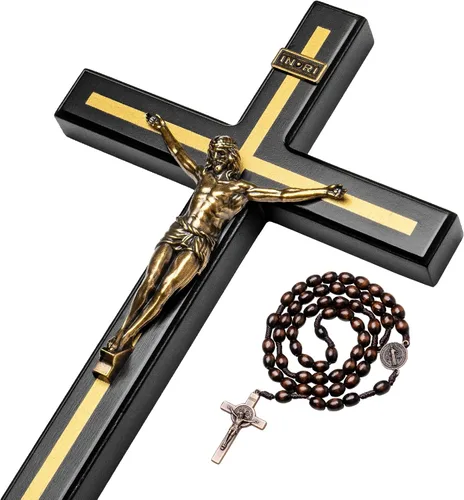 Vista 9 de KUXBET Cruz de Madera de Pie de 5 Pulgadas Crucifijo Pequeño - Cruz Crucifijo de Jesucristo para Colgar en la Pared para Mesa o Pared Decoración