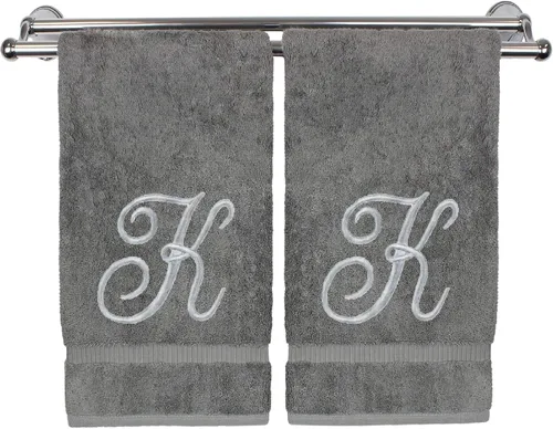 Vista 140 de Toalla de mano con monograma, regalo personalizado, 16 x 30 pulgadas, extra absorbente, 100% algodón turco, acabado de rizo suave, para baño, cocina