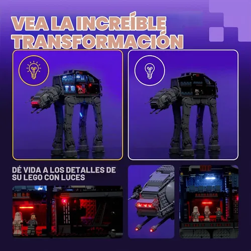 Vista 6 de Light My Bricks Kit de luces LED para LEGO Star Wars UCS AT-AT 75313 - Iluminación de pantalla personalizada para iluminar y mejorar el modelo LEGO