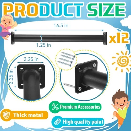 Vista 2 de Dunzy Paquete de 12 Barras para Monkey Bars Accesorios para Columpios Varillas Peldaños de Escalera para Juegos Kit de Herrajes Barras de Mono