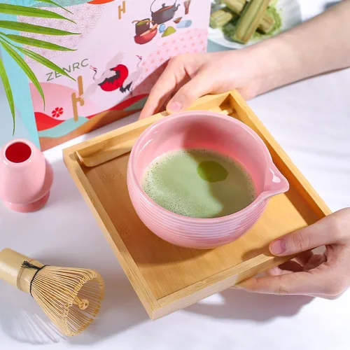 Vista 2 de ZENRC Kit de Ceremony Matcha – Batidor tradicional de bambú (Chasen) Scoop (Chashaku) Chawan Bowl con boquilla de vertido, soporte para batidor