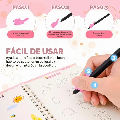 Vista 6 de Libros de escritura reutilizables con ranuras mágicas, libro de trabajo