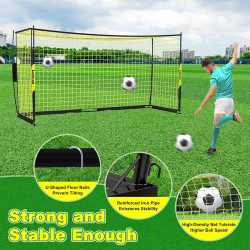 Vista 3 de Portería de fútbol plegable, 12×6 pies / 16×7 pies. Portería de fútbol portátil para el patio trasero, con configuración rápida, incluye 1 bolsa