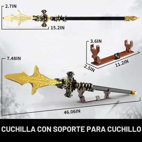 Vista 3 de SATHIBI Demon Swords - Juego de construcción para adultos, kit de modelo de bloque de construcción de cuchillos de 46 pulgadas de largo con soporte