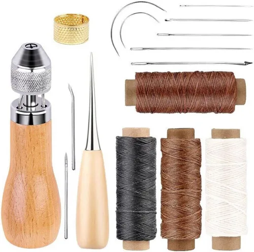 Vista 6 de Kit de hilo de coser de cuero con hilo encerado, herramienta manual de costura rápida (tipo 1)