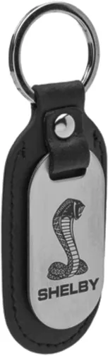 Vista 2 de Shelby Cobra Snake - Llavero FOB de acero inoxidable con licencia oficial Shelby®, hecho de acero inoxidable (llavero) y piel auténtica, fabricado