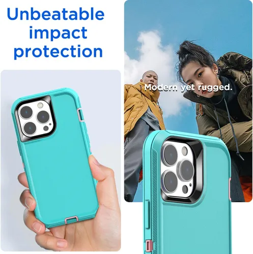Vista 5 de AICase Funda para iPhone 14 Pro Max (6.7") con Protector de Pantalla de Vidrio, Protección contra Caídas de Servicio Pesado, Cuerpo Completo