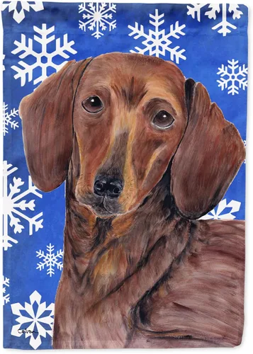 Vista 298 de Caroline's Treasures SC9374GF Bulldog English Snow flakes Holiday Garden Flag Buzón Bandera decorativa para patio exterior, patio, obras de arte