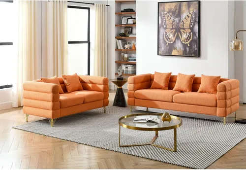 Vista 18 de KEVINSPACE Sofá biplaza de 60 pulgadas, sofá de 2 plazas para espacios pequeños, sofás modernos, sofá biplaza con 2 almohadas de mediados de siglo