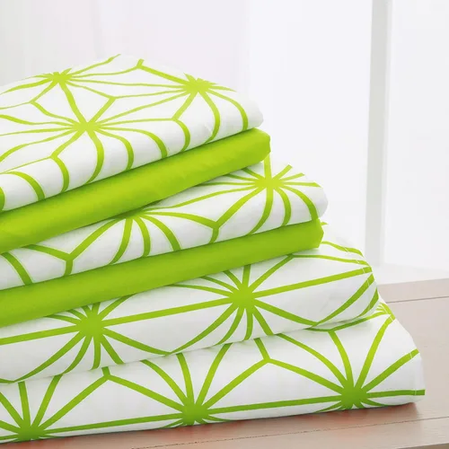 Vista 12 de Elegant Comfort Lujoso juego de sábanas de 4 piezas con patrón geométrico cúbico - 1500 microfibra de calidad premium - juego de ropa de cama más