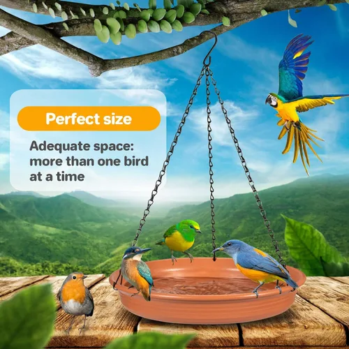 Vista 3 de Baño Colgante para Pájaros Alimentador Colgante para Pájaros - CARGEN Garden Bandeja de Baño para Pájaros Plato Alimentador de Vida Silvestre Cuenco