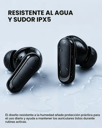 Vista 7 de Auriculares inalámbricos T8 Bluetooth con micrófono, pantalla de alimentación LED, graves profundos, auriculares ergonómicos intrauditivos Negro