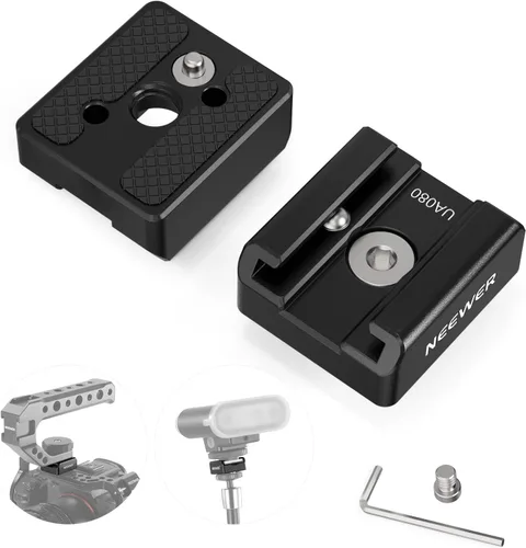 Vista 10 de Neewer Paquete de dos (2) adaptadores de montaje Pro duraderos de 1/4 pulgadas para tornillo de trípode a zapata caliente flash
