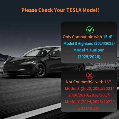 Vista 2 de ACESTAR Funda con protector de pantalla de vidrio templado diseñada para Tesla Model 3 Highland (2024/2025)/Model Y Juniper (2025/2026) Pantalla