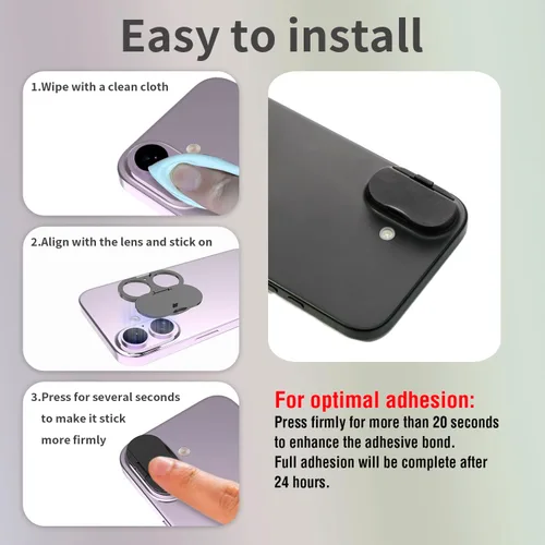 Vista 6 de Funda de privacidad para cámara compatible con iPhone 17, iPhone 16, iPhone 16 Plus, protector antiespía para cámara trasera, asegura tu privacidad