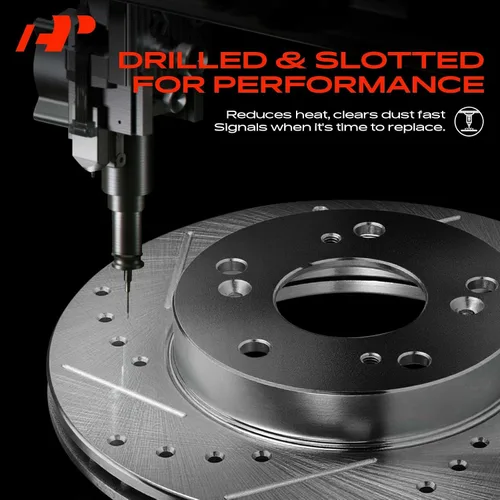 Vista 3 de A-Premium 319.6mm (12.58 pulgadas) Rotores de freno de disco perforados y ranurados delanteros Compatibles con modelos seleccionados de Nissan e