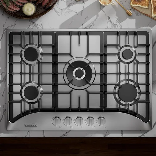 Vista 7 de Empava - Anafe de gas de 30 pulgadas con 5 quemadores de clase mundial fabricados en Italia SABAF, convertible a GLP/GN, ideal para cocinas de RV