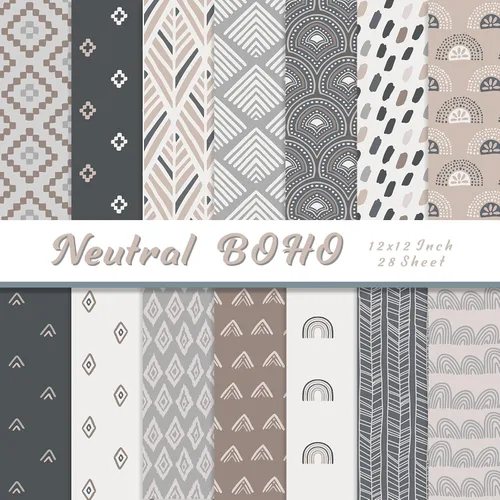 Vista 8 de 28 hojas de papel bohemio para álbum de recortes, papel de álbum de recortes de 12 x 12 pulgadas, papel de álbum de recortes de 90 lb/160 g/m²