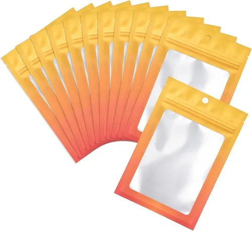 Vista 13 de 100 piezas de bolsas de mylar resellables, bolsas de almacenamiento de alimentos de color degradado, bolsas de cremallera de papel de aluminio