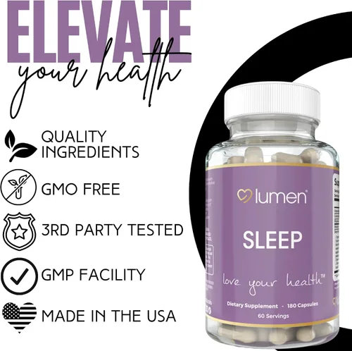 Vista 5 de Lumen Naturals - Sueño natural para adultos - Suplemento de hierbas con melatonina, raíz de valeriana, magnesio - Apoyo para dormir profundo