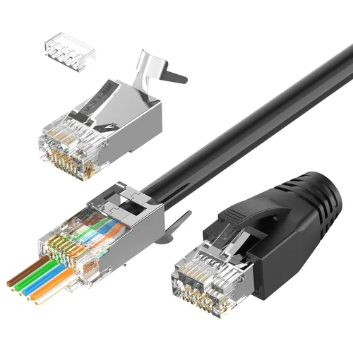 Vista 10 de VCELINK Conector CAT6A, conectores RJ45 pasan a través de CAT6A CAT7 blindado, chapado en oro de 3 clavijas con certificación UL, conector CAT7