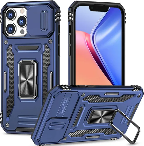 Vista 28 de Funda para iPhone 12 Pro Max con cubierta deslizante para cámara, con soporte para anillo de dedo, soporte magnético para automóvil, para iPhone 12