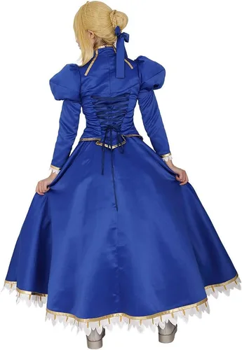 Vista 3 de miccostumes - Disfraz de sable azul para mujer