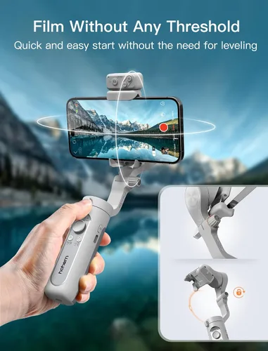 Vista 4 de Hohem iSteady XE Kit cardán plegable para teléfono con luz de llenado magnética iSteady 7.0 Anti-Shake, Magnetic Fill Light, Inception Mode
