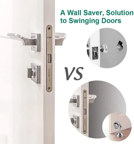 Vista 4 de Topes magnéticos para puerta, topes magnéticos para puerta de montaje en pared, de acero inoxidable cepillado, resistente, protector de puerta