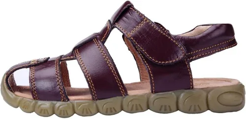 Vista 5 de DADAWEN - Sandalias deportivas de cuero para niños y niñas puntera cerrada para exteriores para bebés niños pequeños y grandes