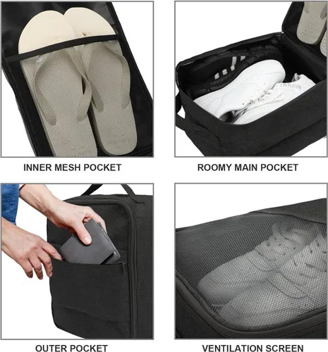 Vista 3 de Emissary Bolsa para zapatos con capacidad para 3 pares de zapatos para viajes, grandes bolsas impermeables para almacenamiento, bolsas de zapatos