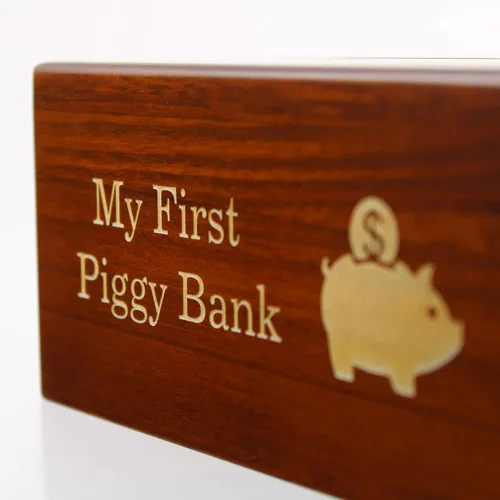 Vista 3 de Caja de ahorros de madera personalizada para niños, bebé, niña, primera alcancía grabada, regalo único