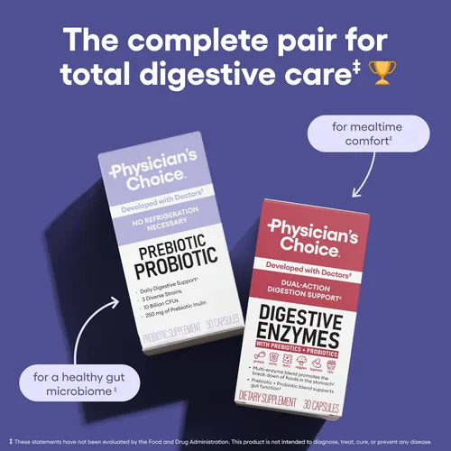 Vista 7 de Physician's CHOICE Prebiótico-probiótico - Probióticos multicepa y prebióticos sinérgicos - Diseñado para la salud digestiva, apoyo al microbioma