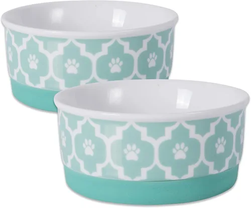Vista 21 de Recipiente y contenedor para mascotas Bone Dry Lattice Collection, plato único, pequeño, 4.25x2 pulgadas, aguamarina