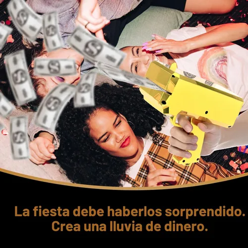 Vista 5 de Pistola de Dinero Tirador – RUVINCE Pistola de Dinero de Oro para Películas que se Ven Reales, Pistola de Utilería Haz que Llueva, Pistola