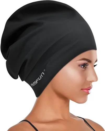 Vista 9 de 2 PCS Swimming Cap for Long Hair, Extra Large Swimming Caps for Women & Men, Silicone Adult Swim Cap, Waterproof Swimming Hat for Dreadlocks
