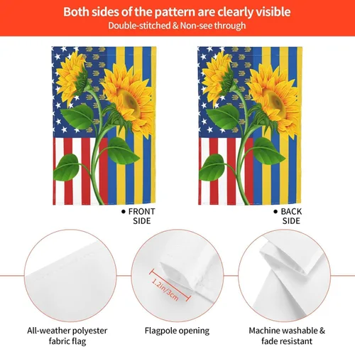 Vista 4 de Bandera de amor por Ucrania Bandera de girasol patriótica de jardín americano de 12x18 pulgadas a prueba de decoloración Bandera de jardín