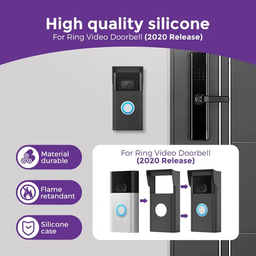 Vista 3 de Funda de silicona para timbres de video - Resistente a la intemperie, resistente a los rayos UV y a la lluvia, protección duradera para timbre