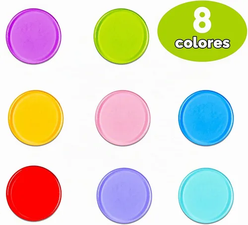 Vista 2 de Hebayy 250 Fichas de conteo de bingo transparentes de 8 colores en plástico (cada una mide 3/4 de pulgada de diámetro)