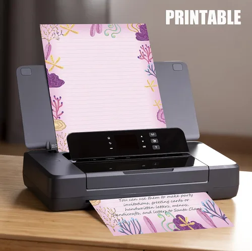 Vista 4 de 48 paquetes de papel estacionario rayado para escribir cartas, papel estacionario de doble cara con diseño floral de 8.5 x 11 pulgadas para escribir