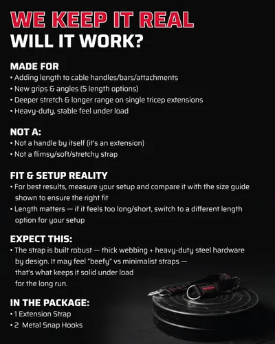 Vista 4 de THEFITGUY - Correa de extensión de cable para accesorios de máquina de cable, gimnasio (individual) Multifunctional heady-duty strap with 5 length