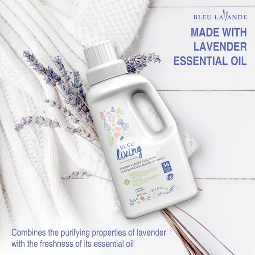 Vista 3 de Bleu Lavande - Paquete de 3 detergentes líquidos naturales para ropa - Detergente concentrado - Biodegradable - Aceite esencial de lavanda pura